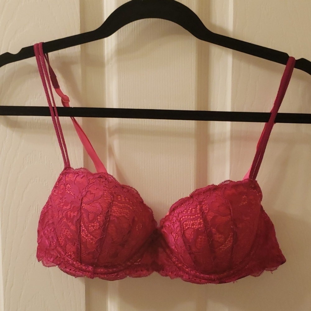 Hot Pink Lacey Date Push-Up Bra